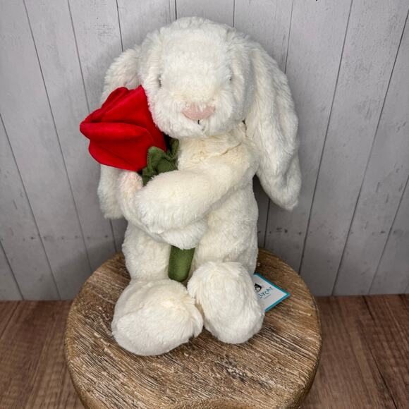 Jellycat Blossom Cream Bunny Rose Jellycat Bashful Bunny Valentines Day NEW - Picture 1 of 13